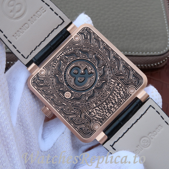 Bell Ross Replica Aviation BR01 Leather strap 46MM - WatchesReplica.is