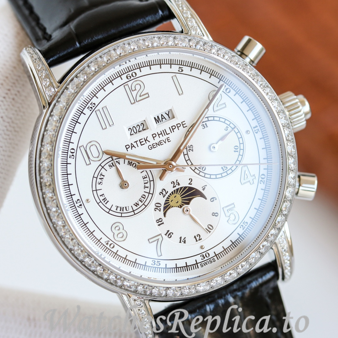Patek Philippe Replica Complications Leather strap 41MM - WatchesReplica.is