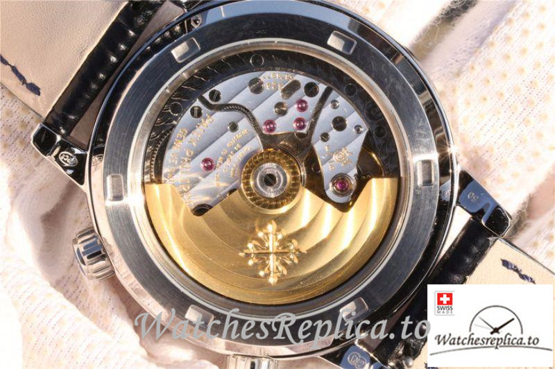 Swiss Patek Philippe Grand Complications Sky Moon Celestial Replica 6102P-001 Black Strap 43MM - WatchesReplica.is
