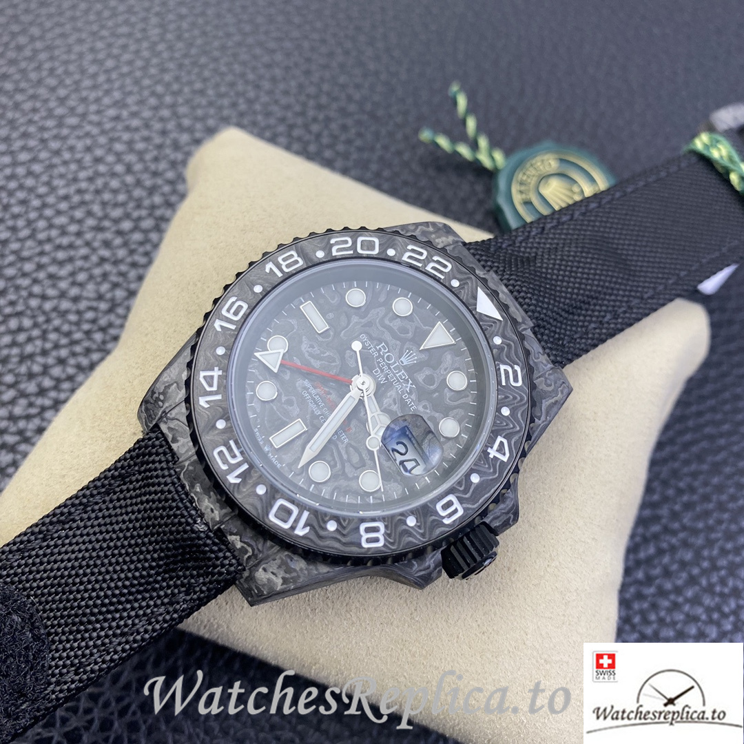 Swiss Rolex GMT Master Electro Carbon Carbon fiber strap 40MM - WatchesReplica.is
