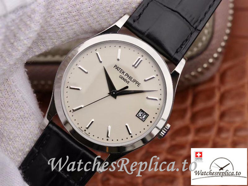 Swiss Patek Philippe Calatrava Replica 5296G-010 Black Strap 39MM×9MM - WatchesReplica.is
