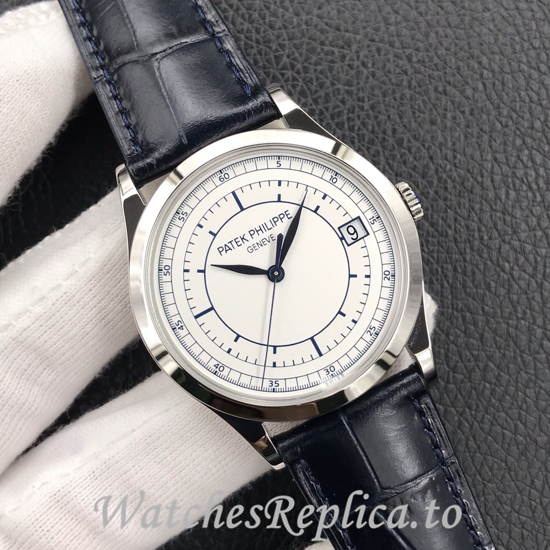 Patek Philippe Replica Calatrava 5296G Leather strap 38MM - WatchesReplica.is