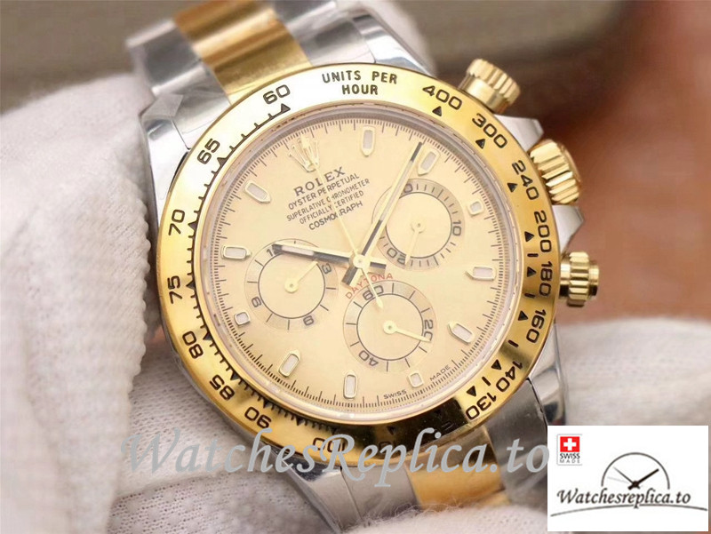 Swiss Rolex Daytona Cosmograph Replica M116503-0003 Silver And Gold Strap 40MM - WatchesReplica.is
