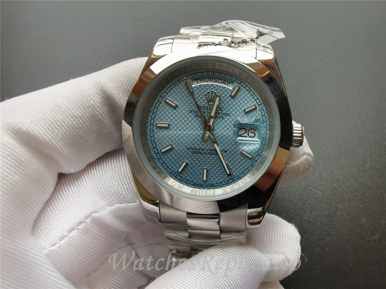 Swiss Rolex Day Date Replica 228206 001 Stainless Steel Strap 40MM - WatchesReplica.is