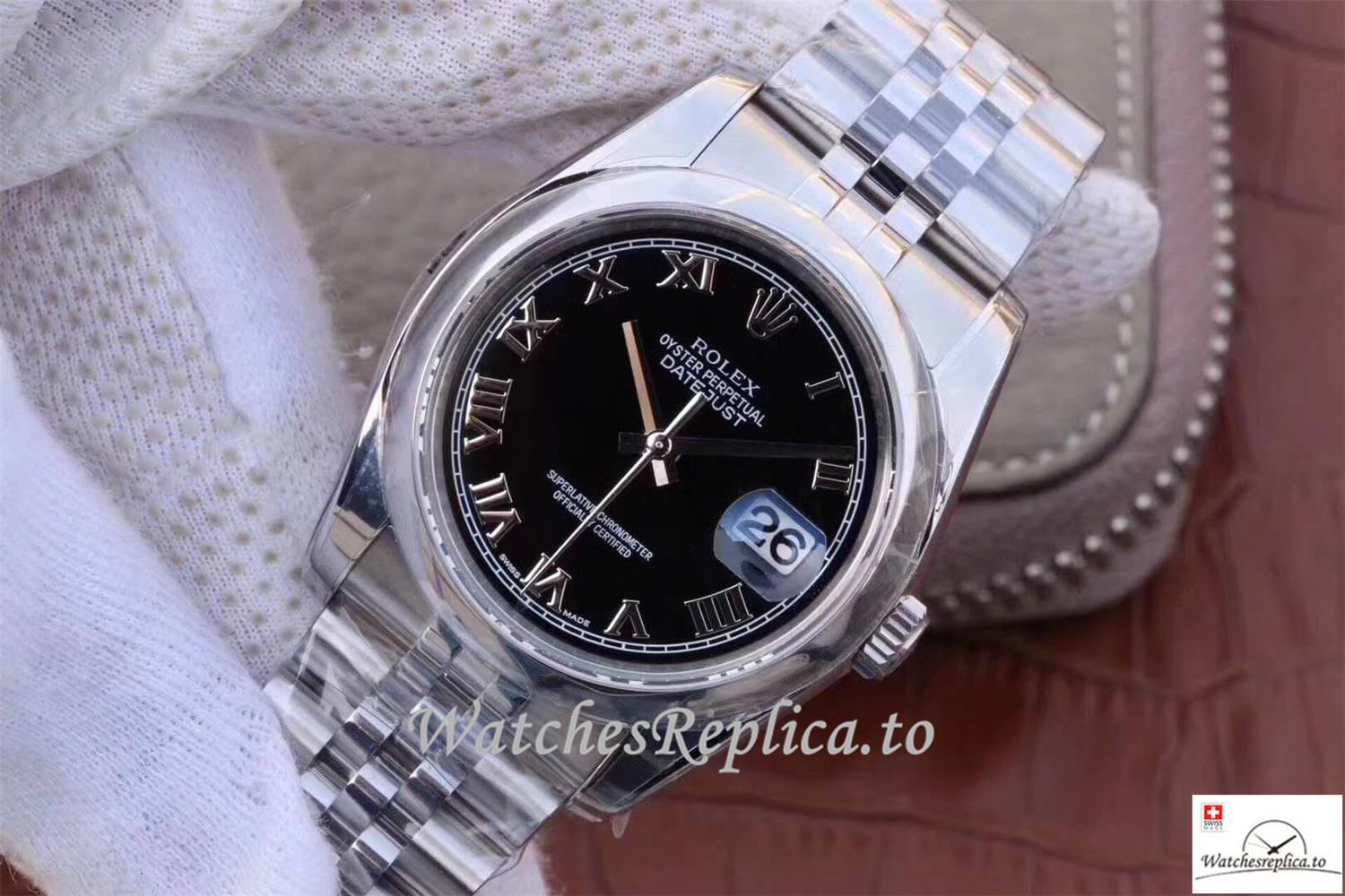 Swiss Rolex Datejust Replica 116234 003 Black Dial 36MM - WatchesReplica.is