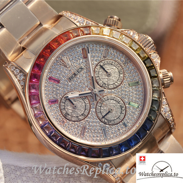 Swiss Rolex Daytona Replica 116505 Rose Gold strap 40MM - WatchesReplica.is