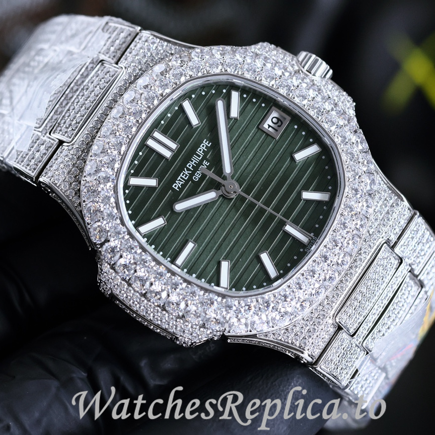 Patek Philippe Replica Nautilus 5711 Diamonds paved strap 40MM - WatchesReplica.is