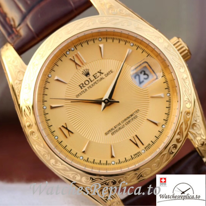 Swiss Rolex Oyster Perpetual Replica Leather strap 40MM - WatchesReplica.is