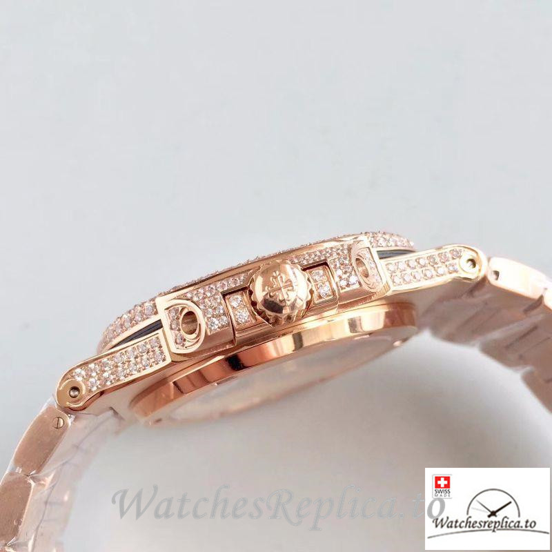 Swiss Patek Philippe Nautilus Jumbo Replica 5719/10G-010 Diamonds Bezel 40MM - WatchesReplica.is