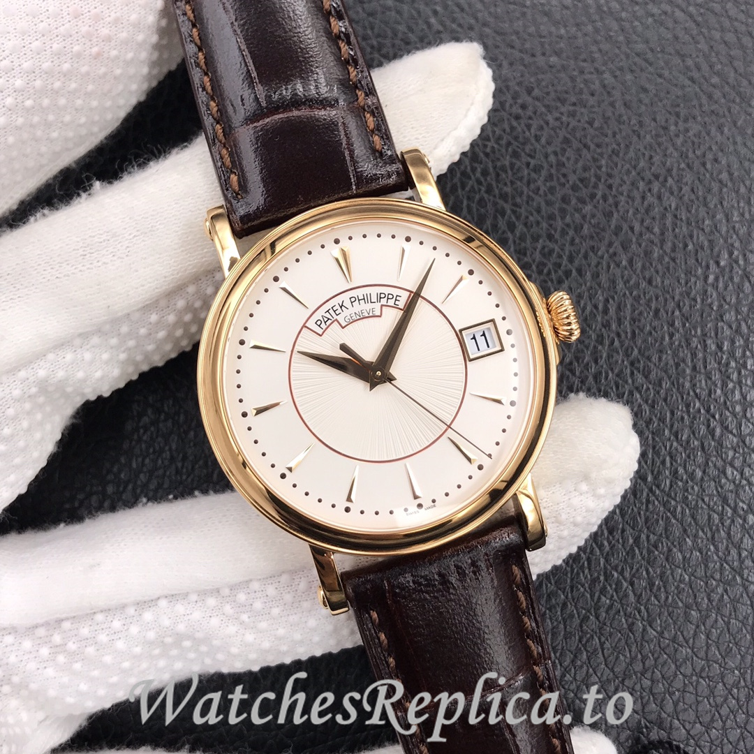 Patek Philippe Replica Calatrava 5153 Leather strap 38MM - WatchesReplica.is