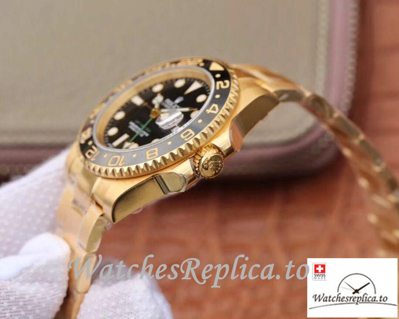 Swiss Rolex GMT Master II Replica 116718 Gold Strap 40MM - WatchesReplica.is