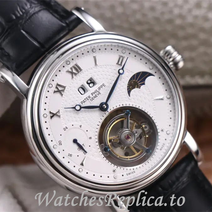 Patek Philippe Replica Complications Leather Rubber strap 42MM - WatchesReplica.is
