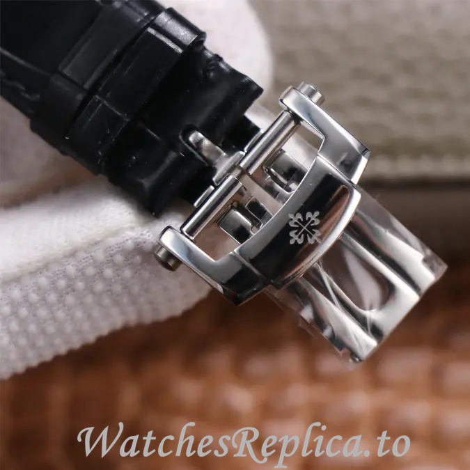 Patek Philippe Replica Complications Leather Rubber strap 42MM - WatchesReplica.is
