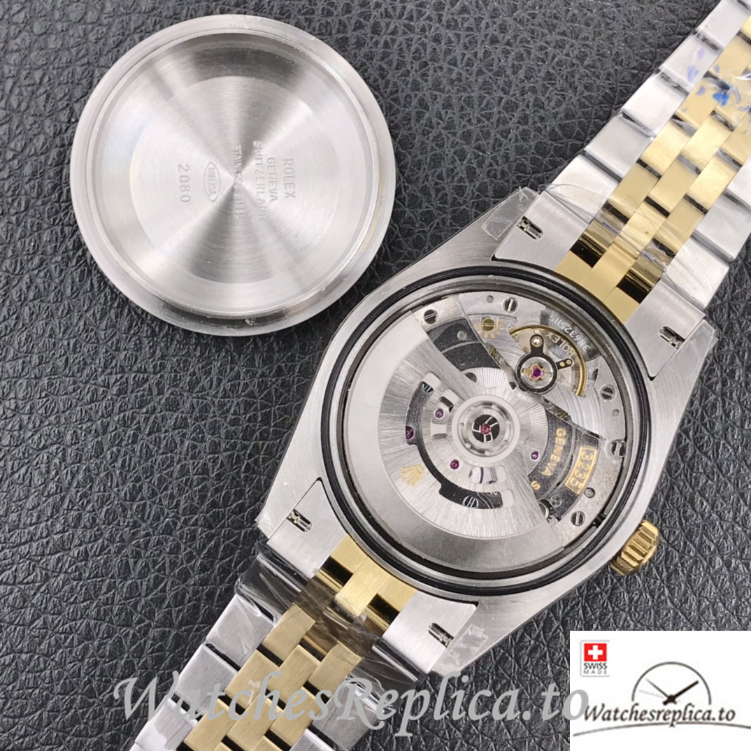 Swiss Rolex Datejust Replica Stainless steel strap 36MM Yellow Gold Green Dial - WatchesReplica.is