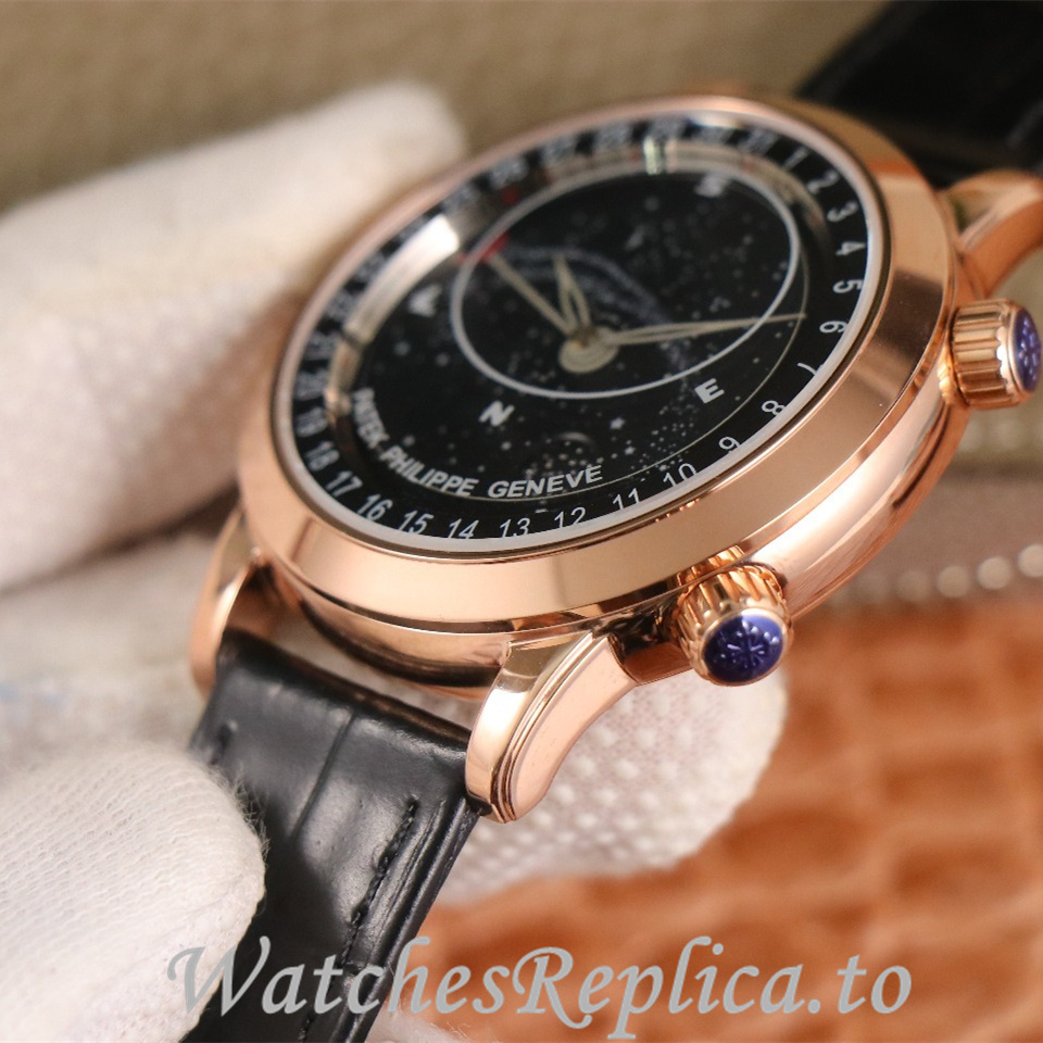 Patek Philippe Replica Complications 6104 Leather strap 44MM - WatchesReplica.is