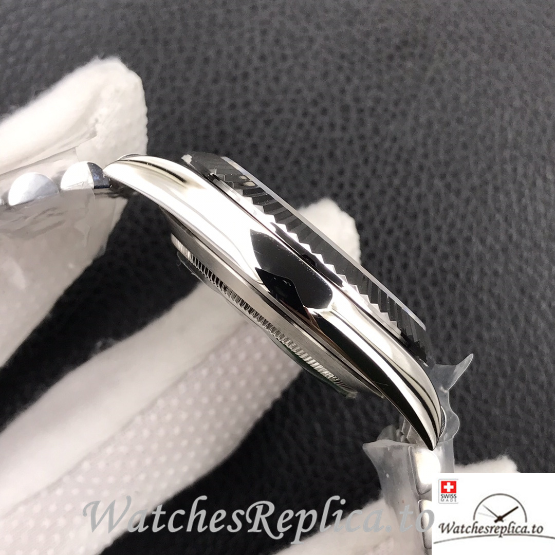 Swiss Rolex Datejust Replica Stainless steel strap 36MM Grey Dial Diamonds Marks - WatchesReplica.is