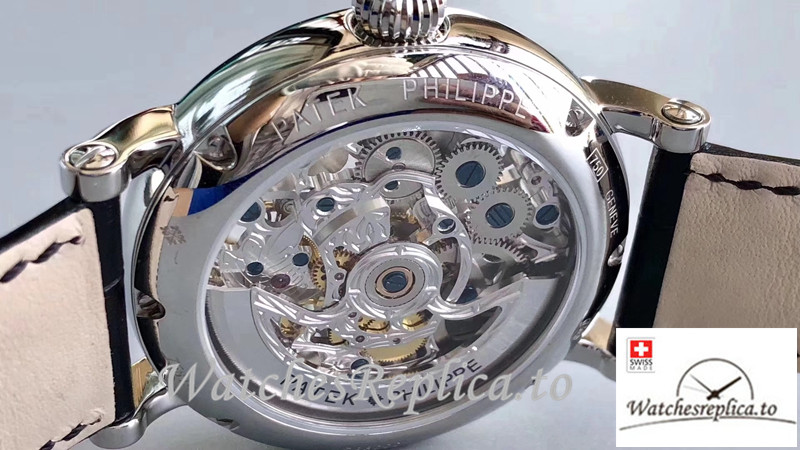 Swiss Patek Philippe Tourbillon Replica Black Strap 42MM - WatchesReplica.is
