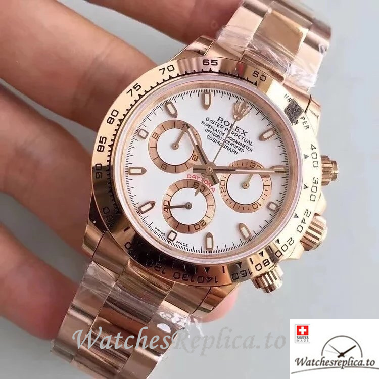 Swiss Rolex Daytona Replica 116505 Rose Gold strap 40MM - WatchesReplica.is