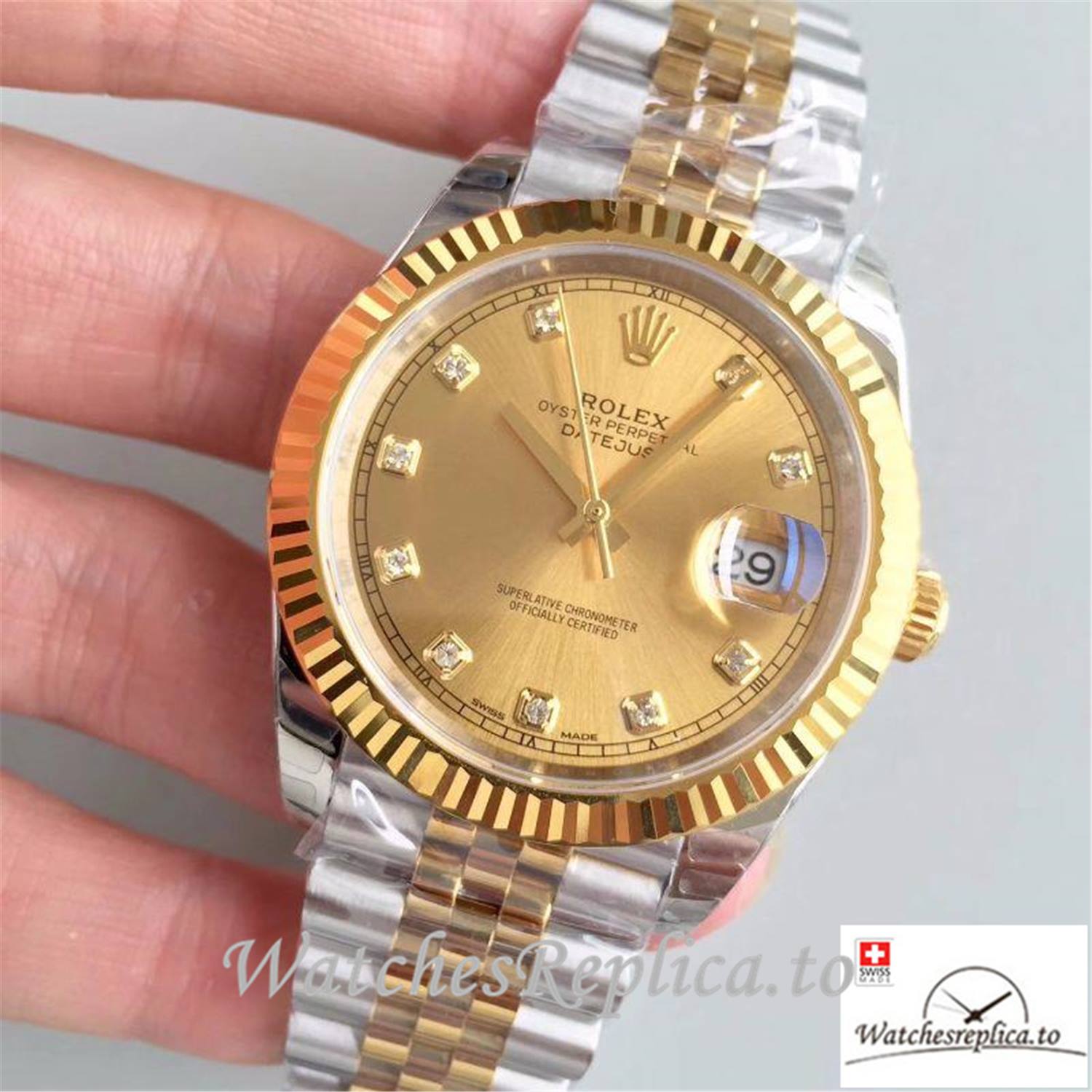 Swiss Rolex Datejust Replica 116333 001 Yellow Gold Dial 41MM - WatchesReplica.is