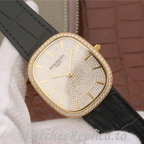 Patek Philippe Replica Golden Ellipse Leather strap 39.5MM - WatchesReplica.is