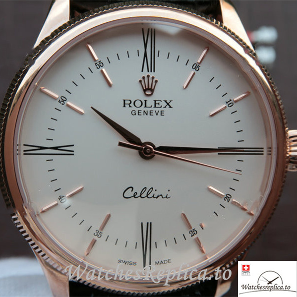 Swiss Rolex Cellini 50505-0020 Leather strap 39MM - WatchesReplica.is