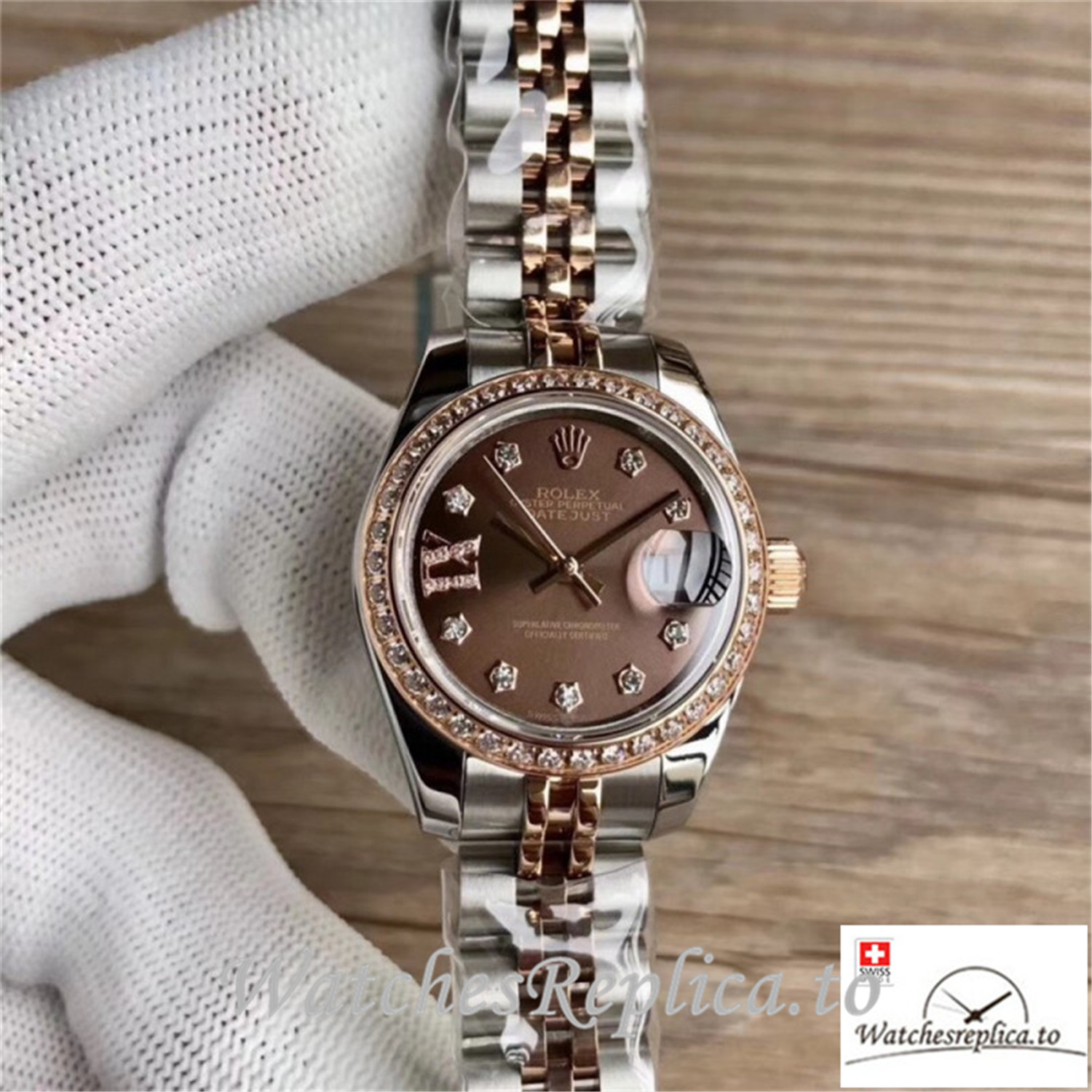 Swiss Rolex Lady Datejust Replica 279381RBR 001 Diamond Bezel 28MM - WatchesReplica.is