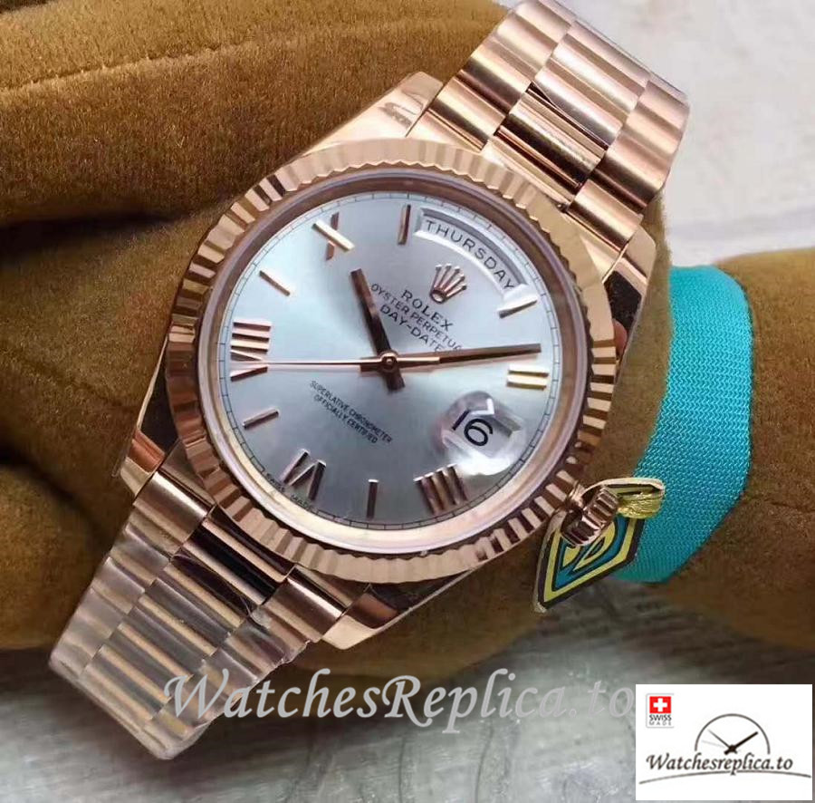 Swiss Rolex Day Date Replica 228235 001 Roman Markers 41MM - WatchesReplica.is