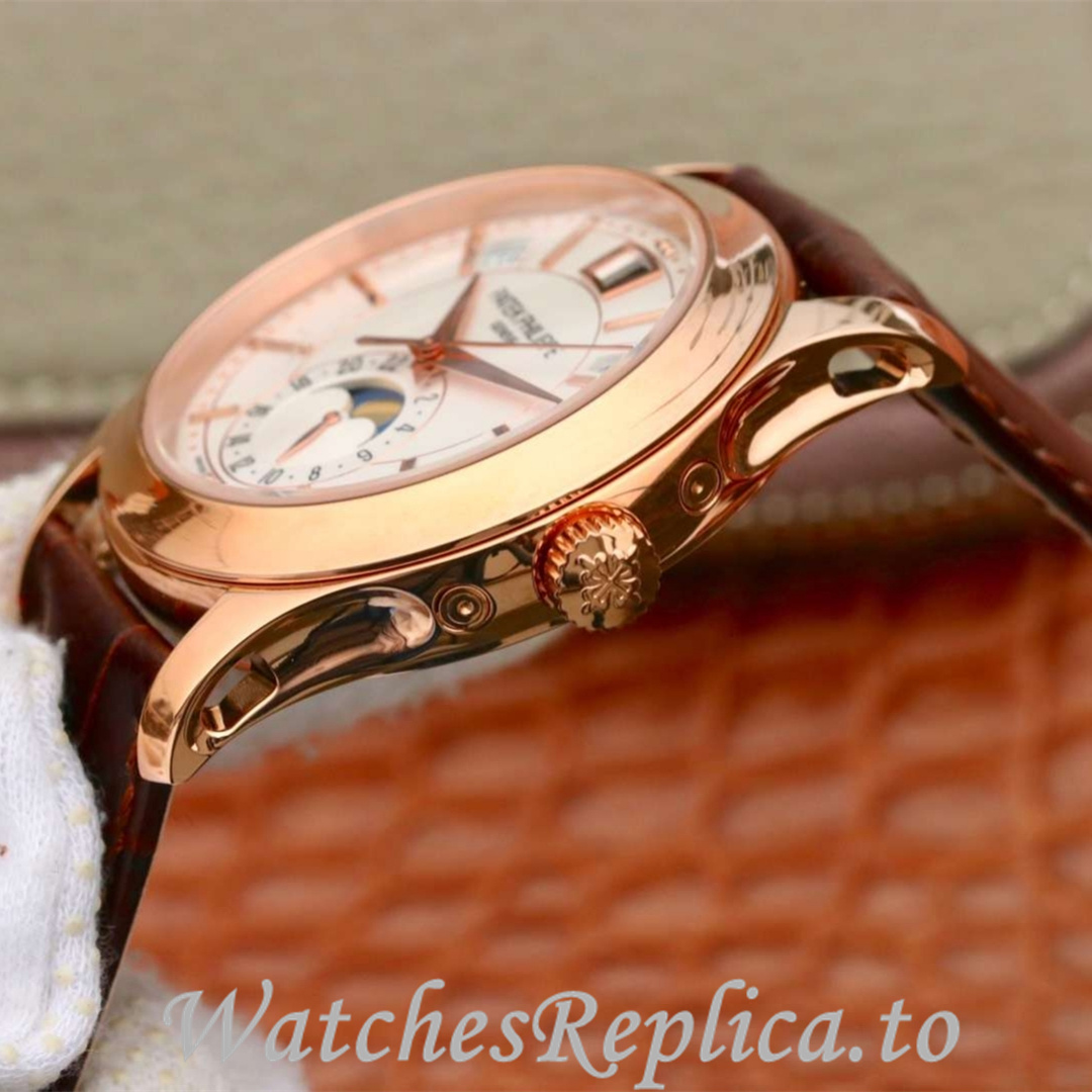 Patek Philippe Replica Complications 5205G Leather strap 40MM - WatchesReplica.is