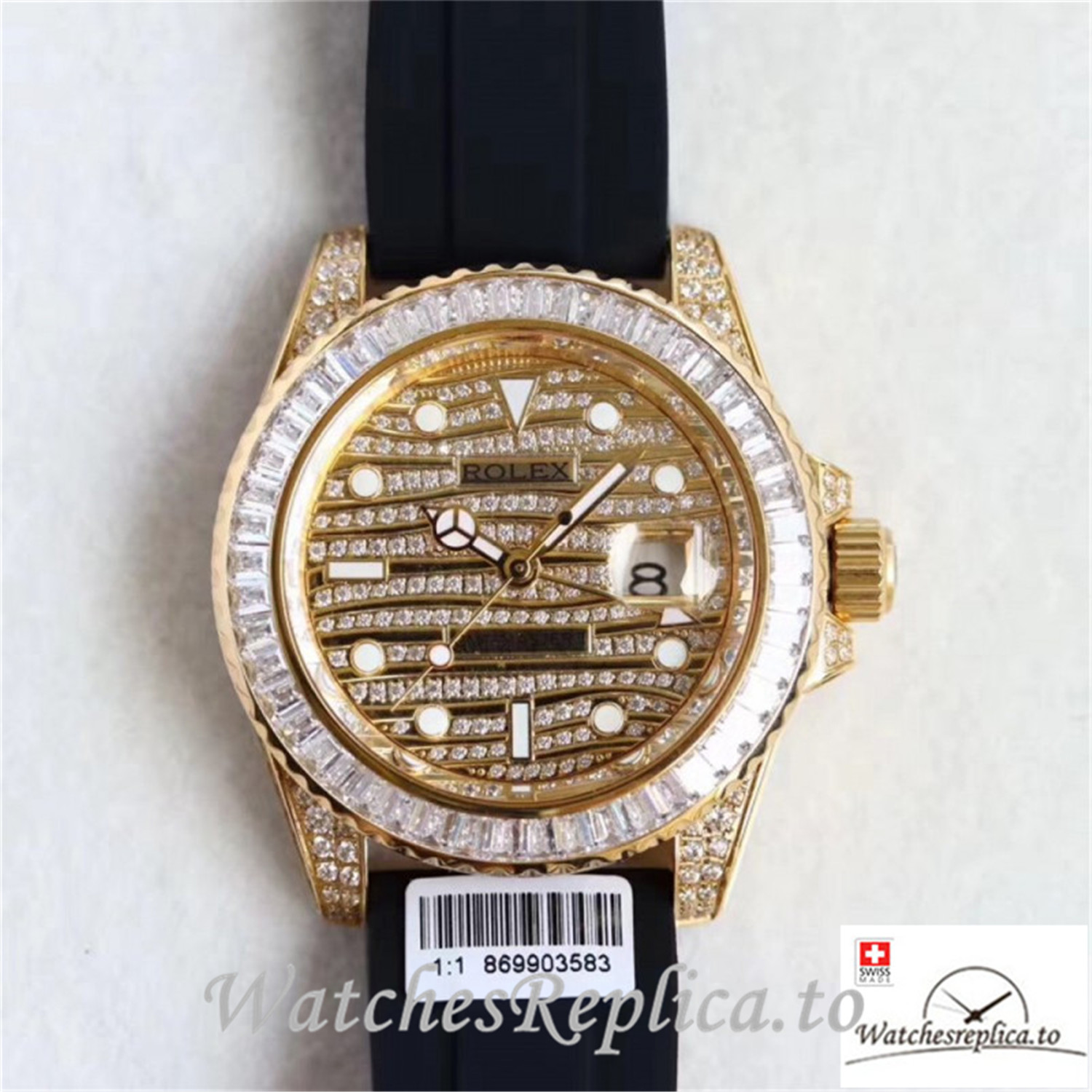 Swiss Rolex GMT-Master II Replica 116769 002 Black Rubber Strap 40MM - WatchesReplica.is