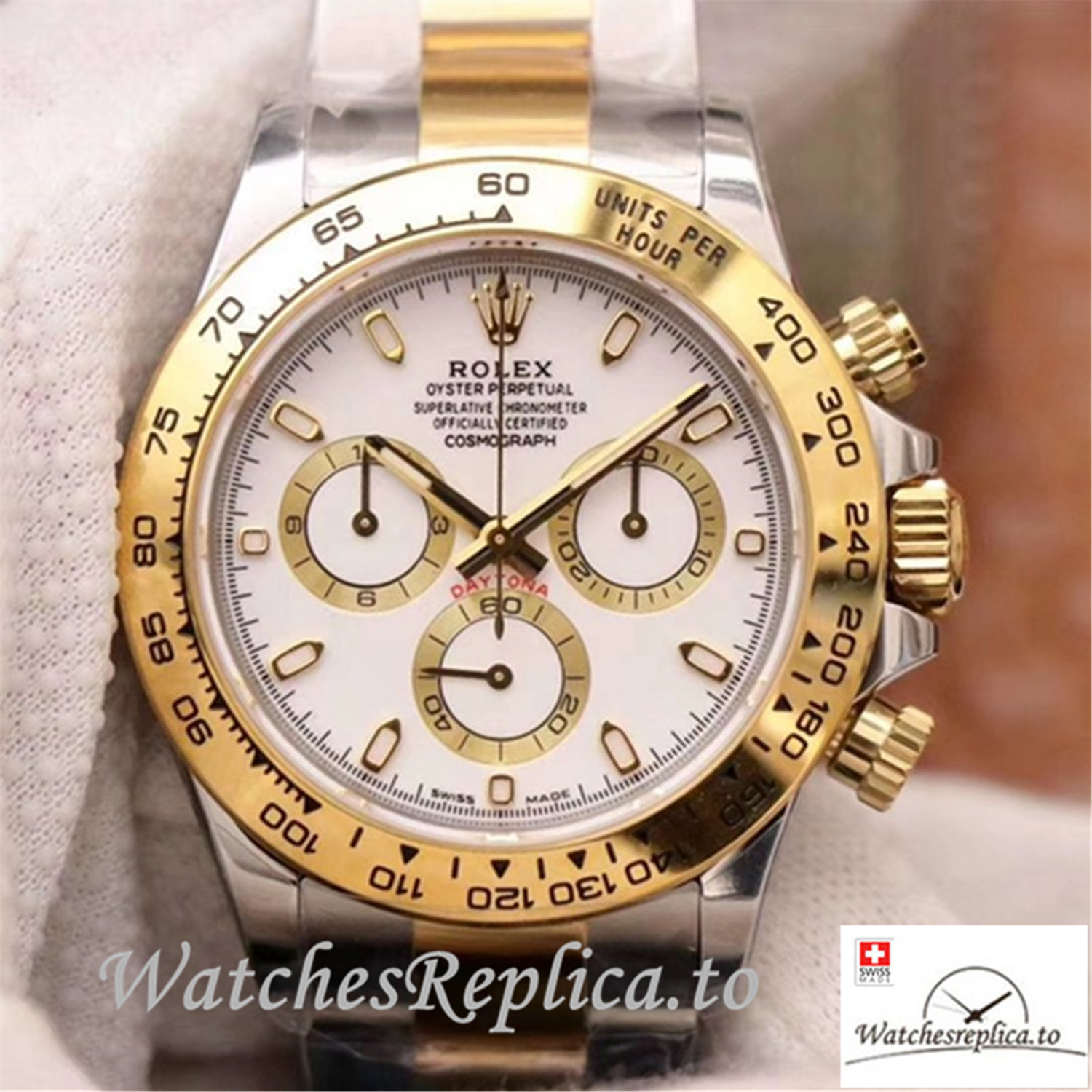Swiss Rolex Daytona Cosmograph Replica M116503-0001 Silver And Gold Strap 40MM - WatchesReplica.is