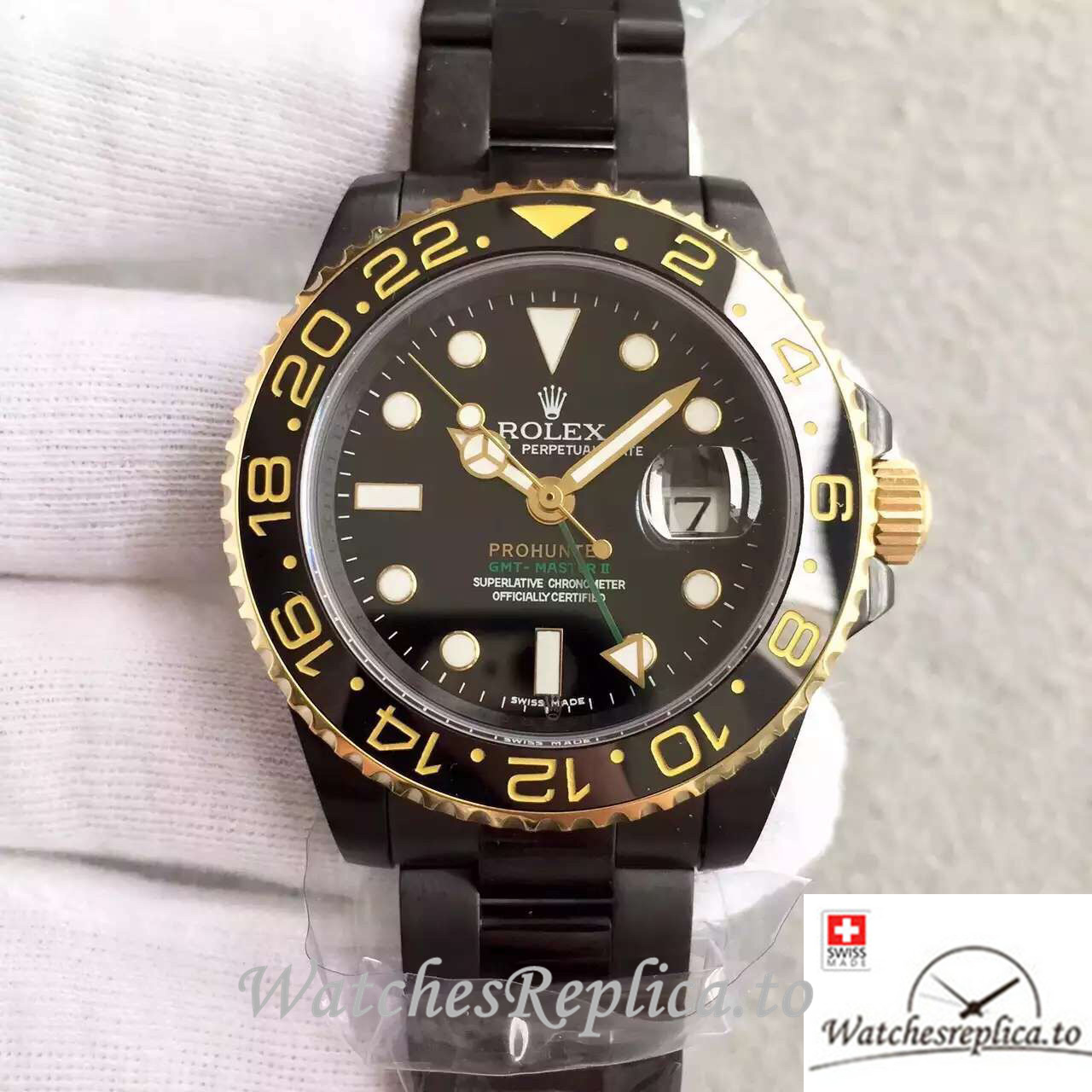 Swiss Rolex GMT Master Replica 116713-LN-78203 Stainless steel strap 40MM - WatchesReplica.is