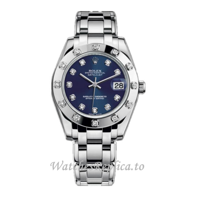Replica Rolex Pearlmaster m81319-0015 34MM White Gold strap Ladies Watch - WatchesReplica.is