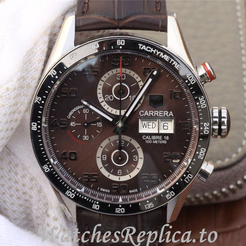 Tag Heuer Replica Carrera Leather strap 43MM - WatchesReplica.is