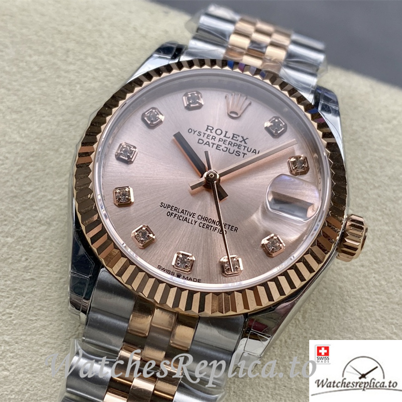 Swiss Rolex Datejust Replica Stainless steel strap 31MM Diamonds Marks - WatchesReplica.is