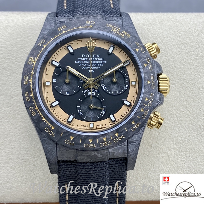 Swiss Rolex Daytona Cream Invert Gold Replica Canvas strap 40MM - WatchesReplica.is