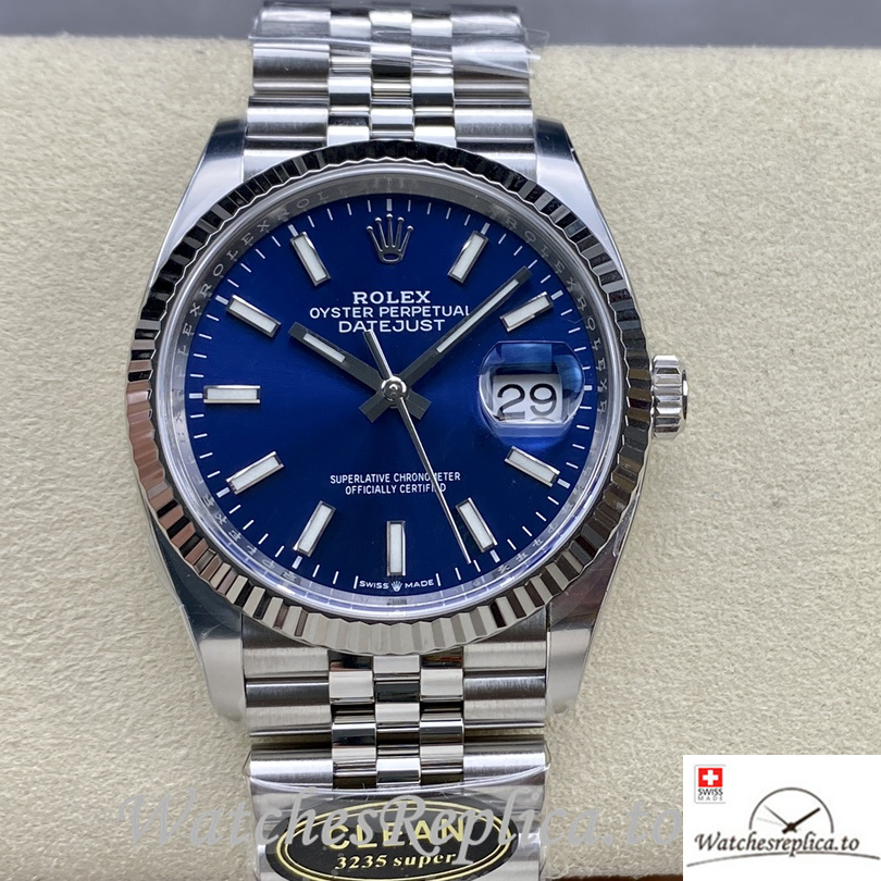 Swiss Rolex Datejust Replica 126234 Stainless steel strap 36MM Blue Dial - WatchesReplica.is
