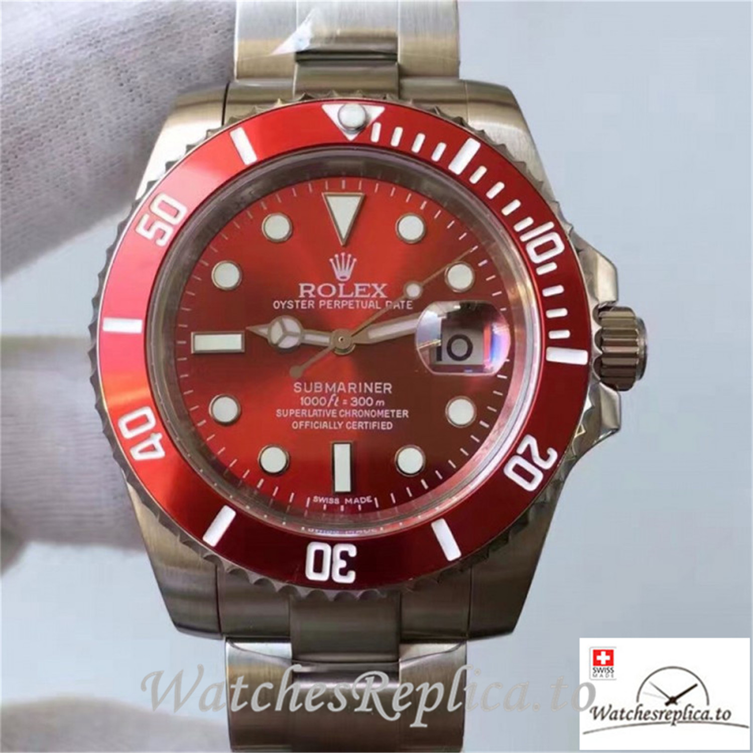 Swiss Rolex Submariner Date Replica 116610LN 001 Red Ceramic Bezel 40MM - WatchesReplica.is