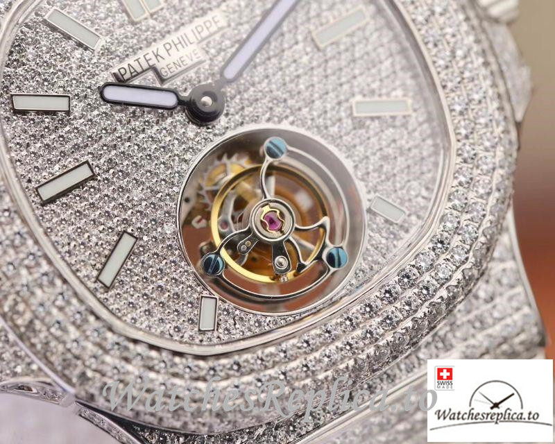 Swiss Patek Philippe Nautilus Jumbo Replica 5711 008 Diamonds Bezel 40MM - WatchesReplica.is