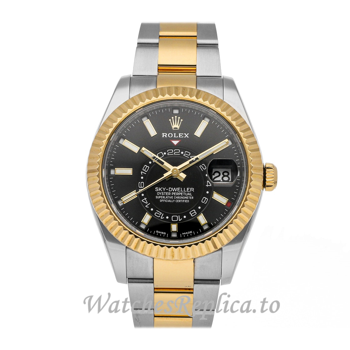 Replica Rolex Sky-Dweller m326933-0002 42MM Yellow Rolesor Mens Watch - WatchesReplica.is