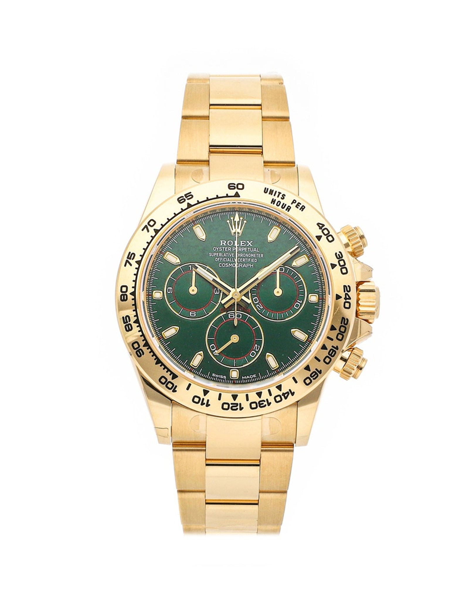Replica Rolex Daytona 116508 watch yellow Gold case Green dial 40MM ...