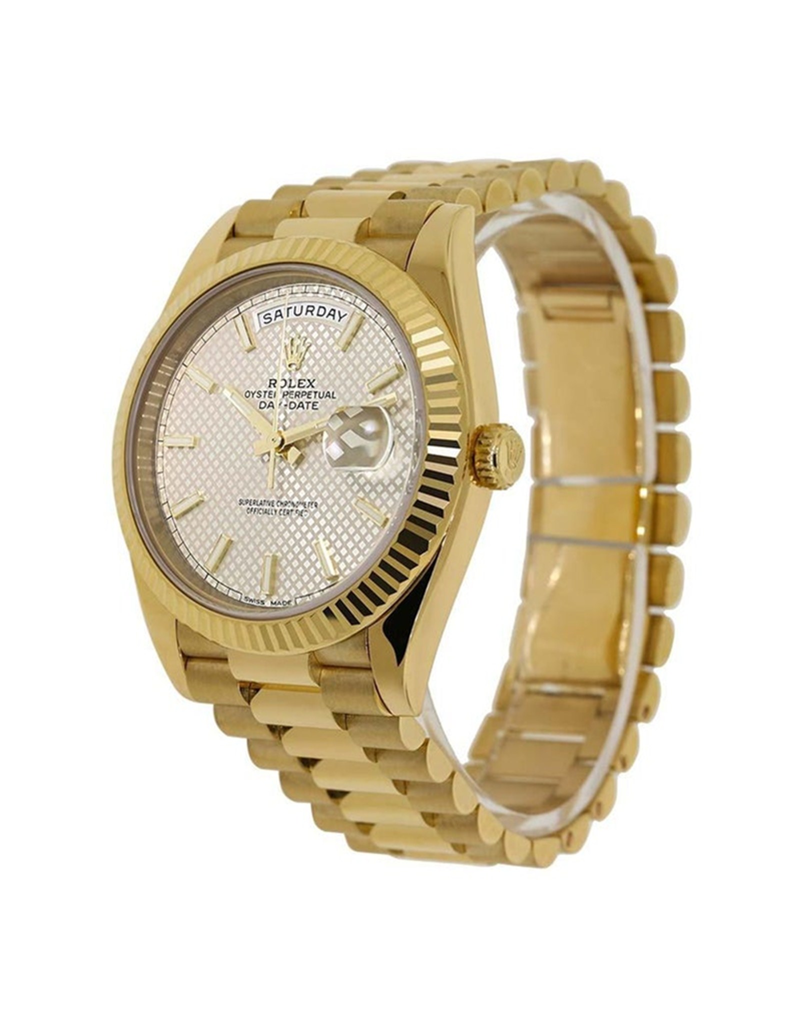 Replica Rolex Day Date Silver Dial Solid Gold Watch 228238 ...