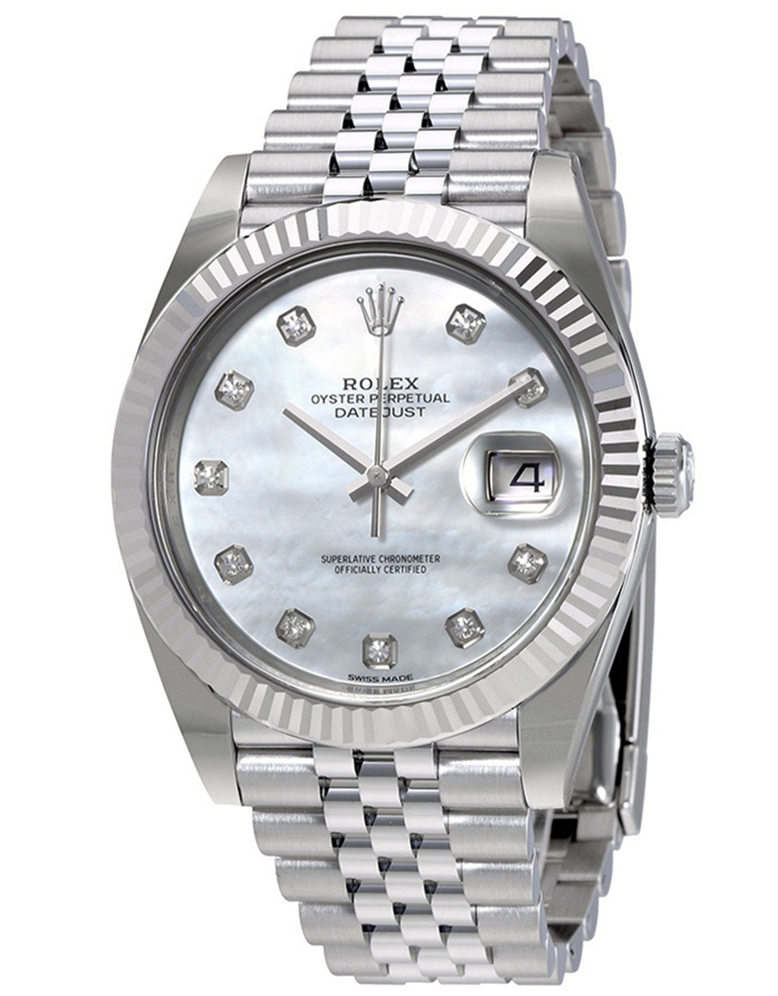 Replica Rolex Oyster Perpetual White Mother Of Pearl Diamond Dial Men's ...
