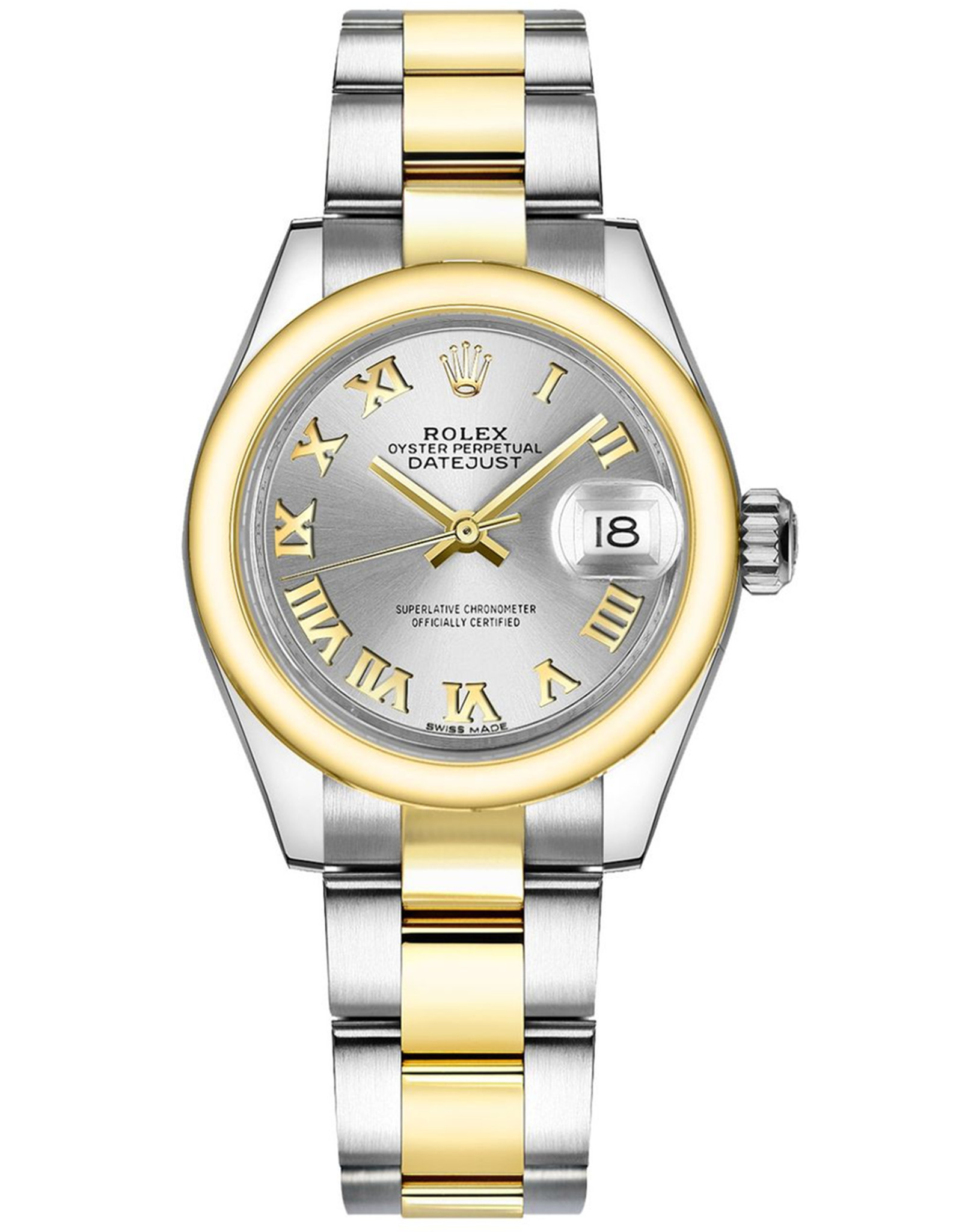 Replica Rolex Lady Datejust Silver Roman Numeral Gold Steel Watch ...