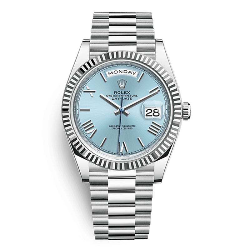 Rolex DayDate 228239 40MM in Platinum now with a Fluted Bezel 2024